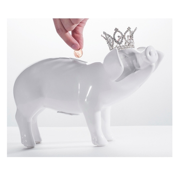 Other - White piggy bank with crystal tiara